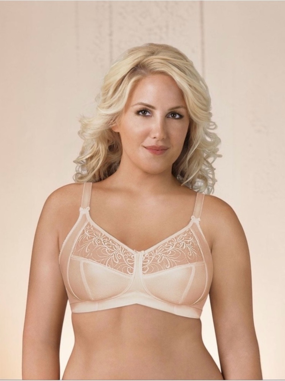 NEW, EXQUISITE FORM FULLY, Wire-Free Bra, 46DD Plus Size, Nude Support